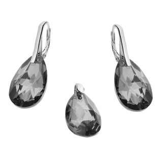 Komplet srebrny kolczyki i zawieszka czarny kryształ Swarovski HS SWAG13X22-NS próba 925
