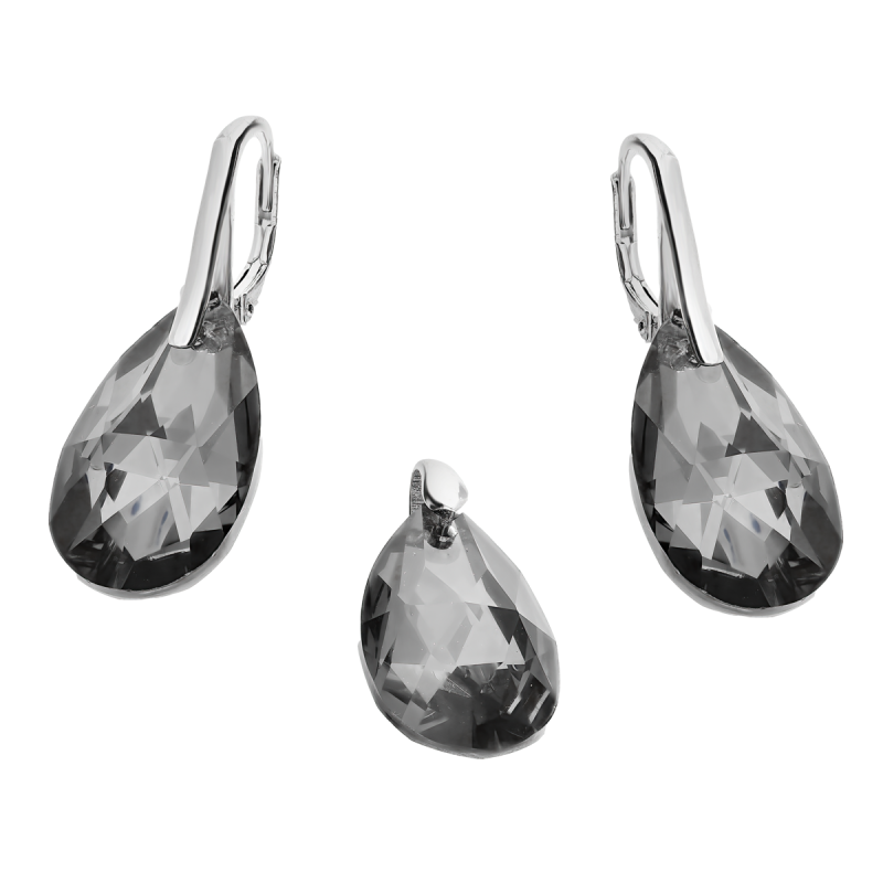 Komplet srebrny kolczyki i zawieszka czarny kryształ Swarovski HS SWAG13X22-NS próba 925