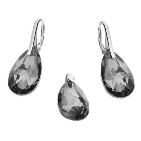 Komplet srebrny kolczyki i zawieszka czarny kryształ Swarovski HS SWAG13X22-NS próba 925