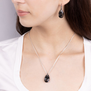 Komplet srebrny kolczyki i zawieszka czarny kryształ Swarovski HS SWAG13X22-NS próba 925