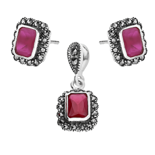 Srebrny Komplet Kolczyki i Zawieszka Markiza pr. 925 - JubilerSezam.pl