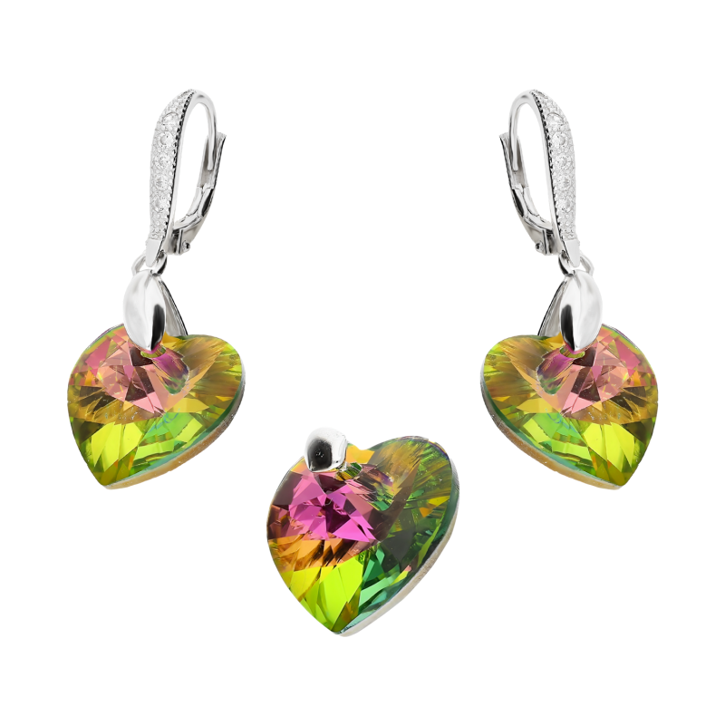 Komplet srebrny kolczyki i zawieszka z kryształem Swarovski HS SWAS14X14-VL-CZ próba 925