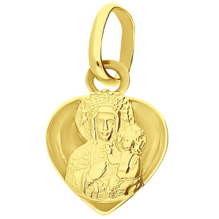 Medalik złoty Częstochowska w żłobionym sercu BC M-1217 próba 585