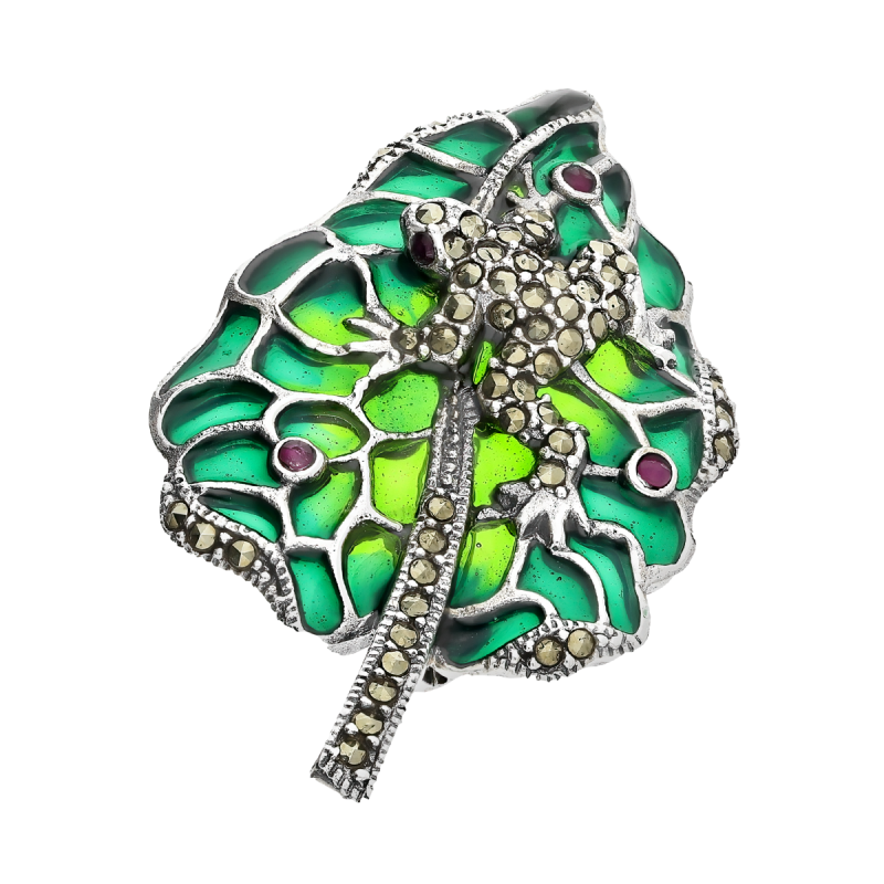 Broszka srebrna ZAHIRA żaba na liściu SR 405 próba 925