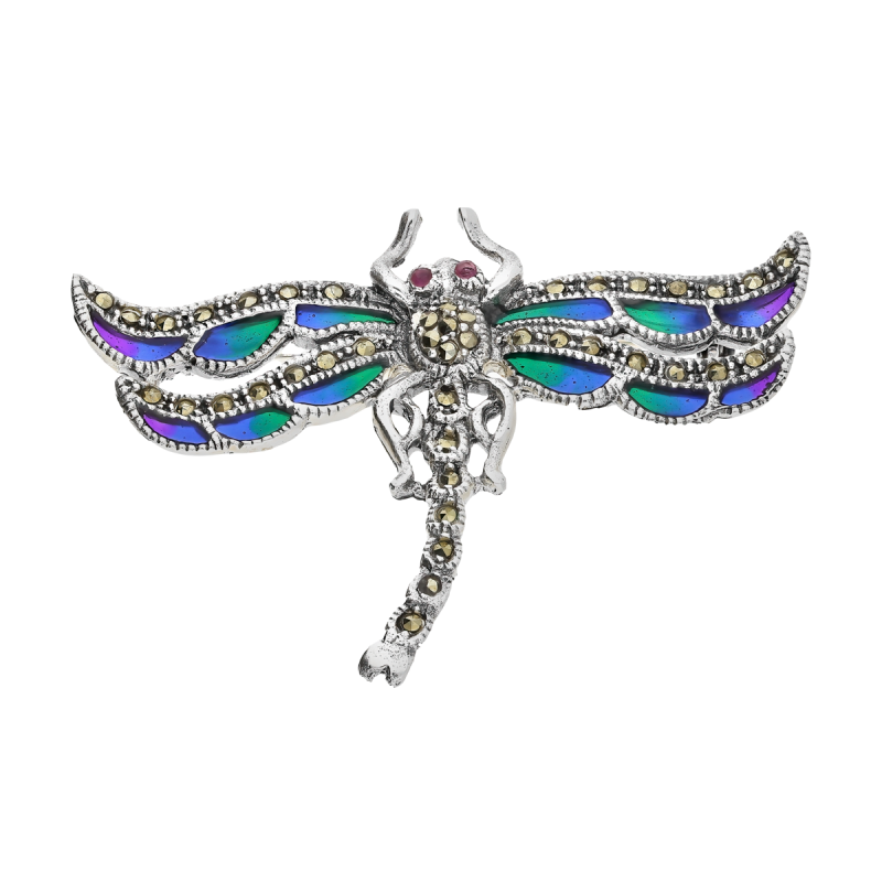 Srebrna Broszka Ważka z Witrażem pr. 925 ZAHIRA - JubilerSezam.pl
