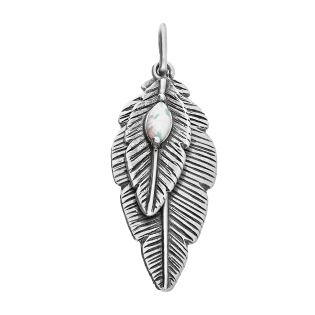 Zawieszka srebrna dwa oksydowane pióra TB 03374-03375 opal b próba 925