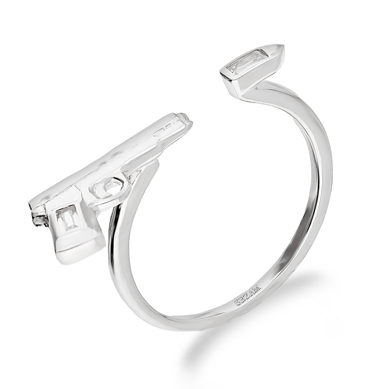 Pierścionek srebrny pistolet i nabój TB 03863 próba 925