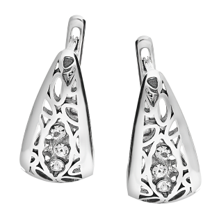 Srebrne kolczyki ażurowe z cyrkoniami pr. 925 - JubilerSezam.pl