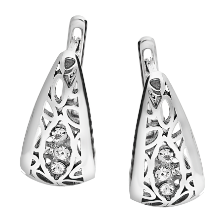 Srebrne kolczyki ażurowe z cyrkoniami pr. 925 - JubilerSezam.pl