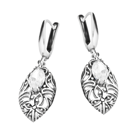 Kolczyki srebrne ażurowa łezka z cyrkonią/ang.zap. TB 07397-07398 próba 925