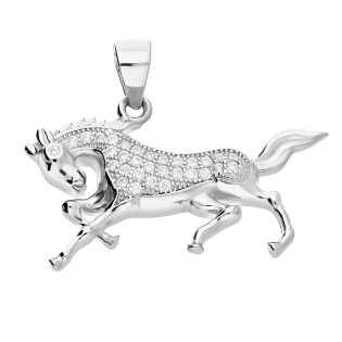 Zawieszka srebrna koń z białymi cyrkoniami TB 15626 próba 925