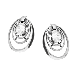 Kolczyki srebrne owalne ramki z białą cyrkonią /sztyft TB 16135-16132 próba 925