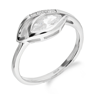 Pierścionek srebrny łezka i białe cyrkonie obok TB 17190 próba 925