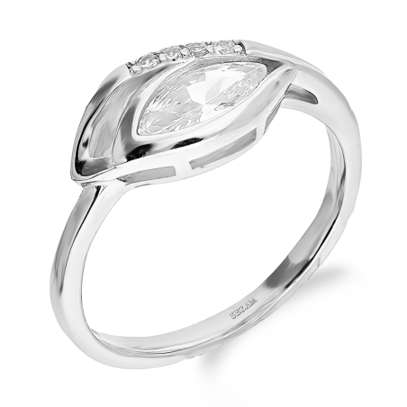 Pierścionek srebrny łezka i białe cyrkonie obok TB 17190 próba 925