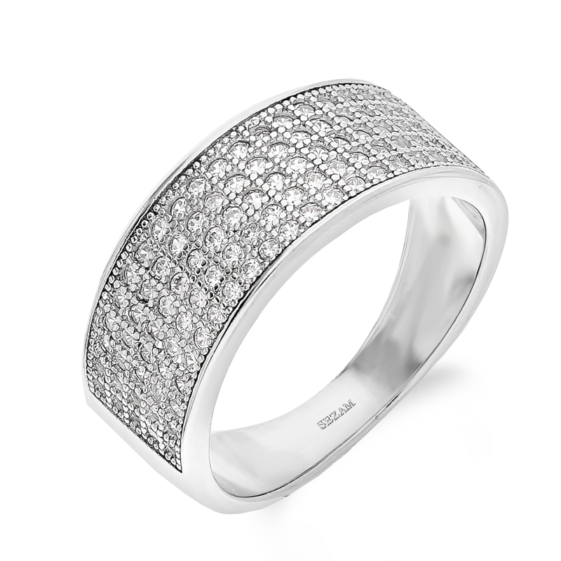 Pierścionek srebrny z rzędami białych cyrkonii TB 17718 próba 925