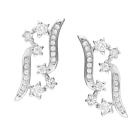 Kolczyki srebrne gwiazdki i fale z cyrkoniami/sztyft TB 18474 próba 925