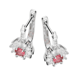 Kolczyki srebrna markiza kwiat z czerwoną cyrkonią/ang.zap. TB 18542 próba 925