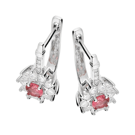 Kolczyki srebrna markiza kwiat z czerwoną cyrkonią/ang.zap. TB 18542 próba 925