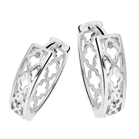 Kolczyki srebrne ażurowe kółka 13mm/zatrzask AT401 próba 925