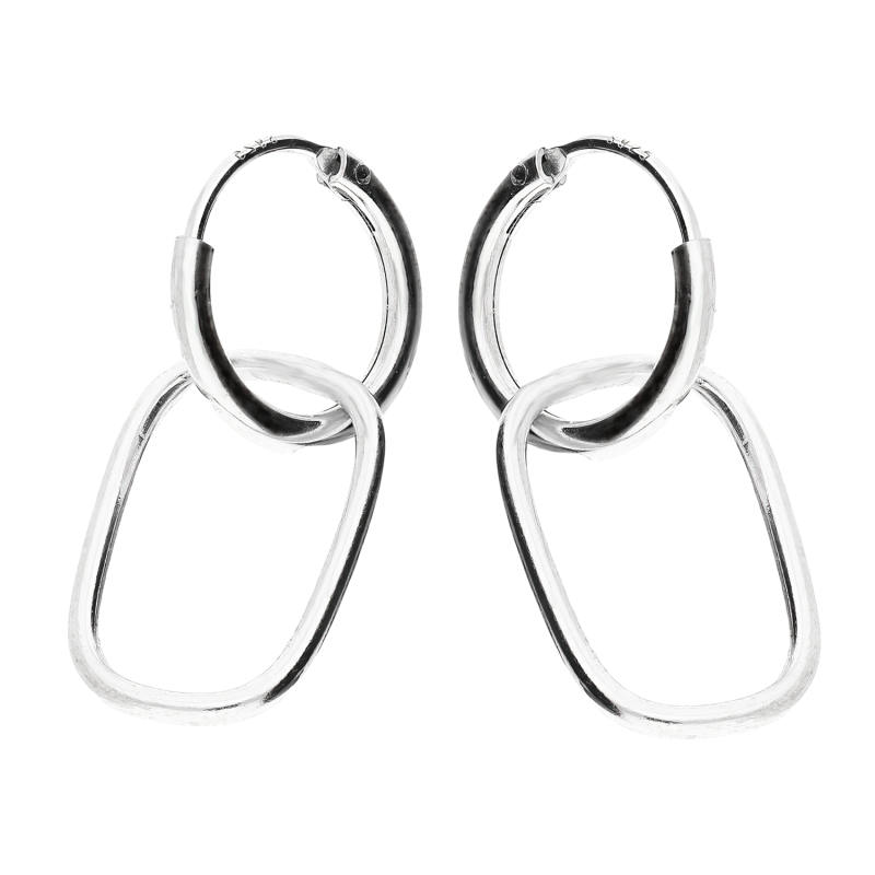 Kolczyki srebrne kółko 11mm i prostokąt obły/zatrzask AT418 próba 925