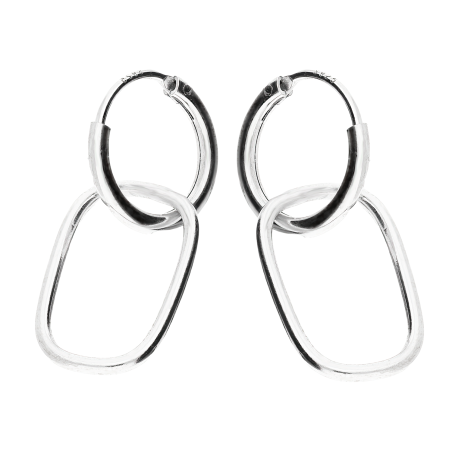 Kolczyki srebrne kółko 11mm i prostokąt obły/zatrzask AT418 próba 925