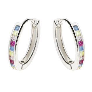 Srebrne kolczyki kółka z cyrkoniami 15mm pr. 925 - JubilerSezam.pl