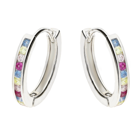Srebrne kolczyki kółka z cyrkoniami 15mm pr. 925 - JubilerSezam.pl