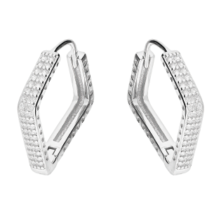 Kolczyki srebrne kwadrat z dwoma rzędami cyrkonii/zatrzask AT719 próba 925