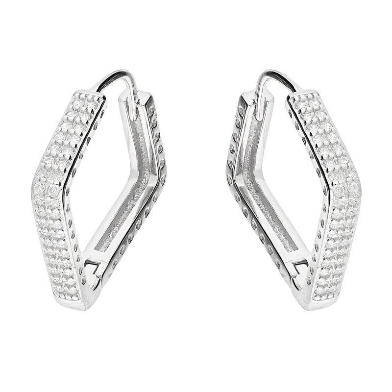 Kolczyki srebrne kwadrat z dwoma rzędami cyrkonii/zatrzask AT719 próba 925