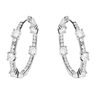 Kolczyki srebrne kółka 20 mm z białymi cyrkoniami AT720 próba 925