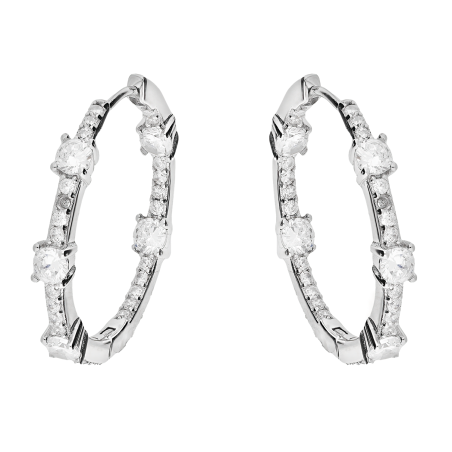 Kolczyki srebrne kółka 20 mm z białymi cyrkoniami AT720 próba 925