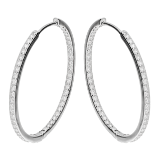 Kolczyki srebrne kółka 30 mm z białymi cyrkoniami AT723 próba 925