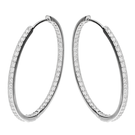 Kolczyki srebrne kółka 30 mm z białymi cyrkoniami AT723 próba 925