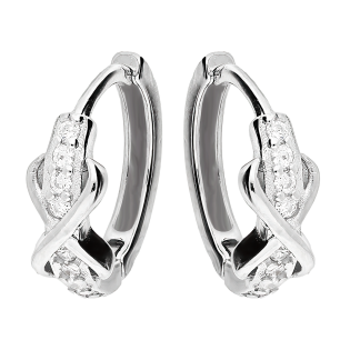 Kolczyki srebrne kółko z cyrkoniami i infinity AT726 próba 925