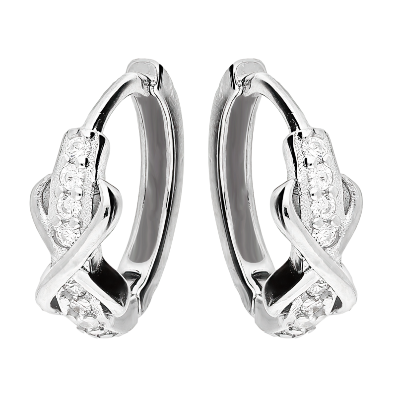 Kolczyki srebrne kółko z cyrkoniami i infinity AT726 próba 925