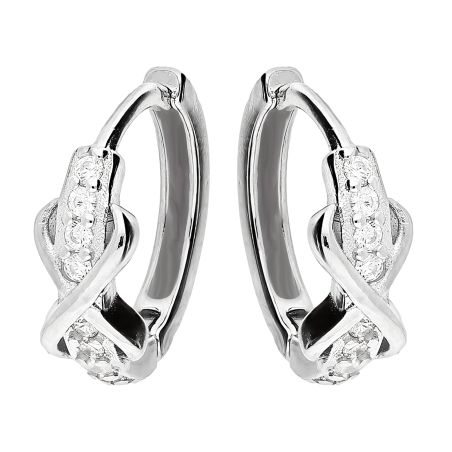 Kolczyki srebrne kółko z cyrkoniami i infinity AT726 próba 925