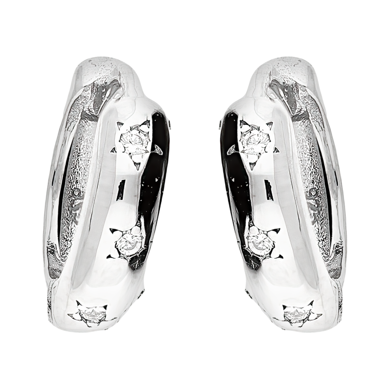 Kolczyki srebrne kółka 10 mm z białymi cyrkoniami AT729 próba 925