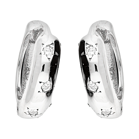 Kolczyki srebrne kółka 10 mm z białymi cyrkoniami AT729 próba 925