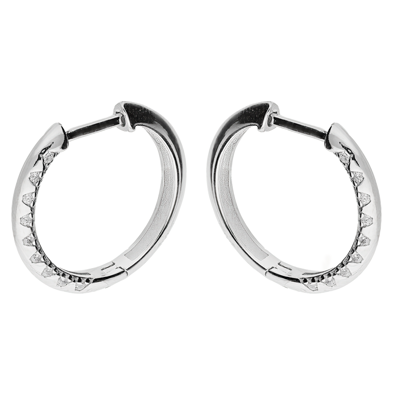 Kolczyki srebrne kółka 15mm z cyrkoniami bokiem/zatrzask AT730 próba 925