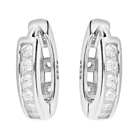 Kolczyki srebrne kółka 10 mm z cyrkoniami/zatrzask AT731 10mm próba 925