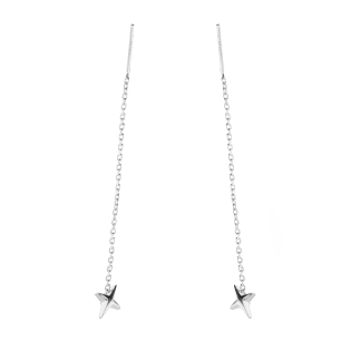 Srebrne kolczyki gwiazdki na łańcuszku rolo pr. 925 - JubilerSezam.pl