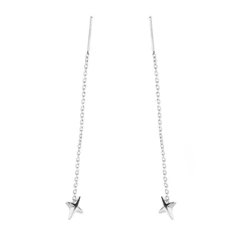 Srebrne kolczyki gwiazdki na łańcuszku rolo pr. 925 - JubilerSezam.pl