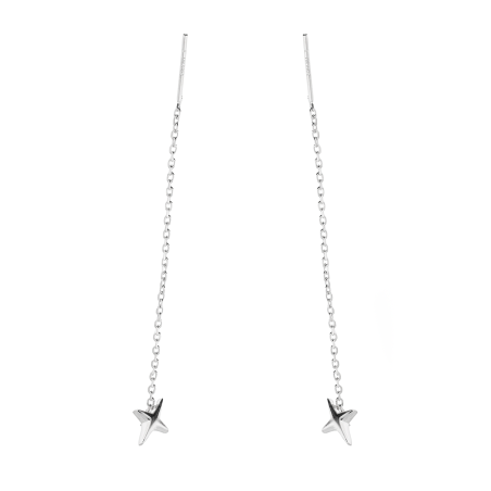 Srebrne kolczyki gwiazdki na łańcuszku rolo pr. 925 - JubilerSezam.pl