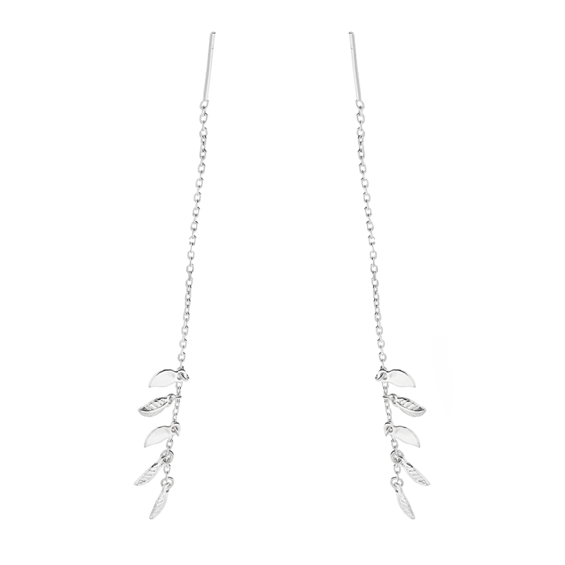 Kolczyki srebrne pięć listków na rolo/przeciągane AT736 próba 925