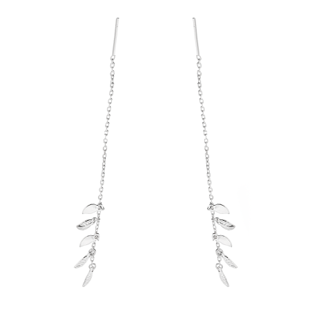 Kolczyki srebrne pięć listków na rolo/przeciągane AT736 próba 925