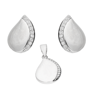 Komplet srebrny kolczyki i zawieszka kropla z cyrkoniami AT739 próba 925