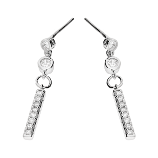 Kolczyki srebrne pałka z cyrkoniami i pojedyncze cyrkonie/sztyft DA707-1 próba 925