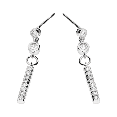Kolczyki srebrne pałka z cyrkoniami i pojedyncze cyrkonie/sztyft DA707-1 próba 925