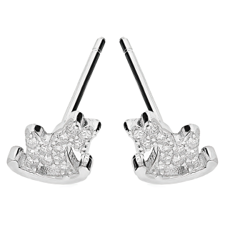 Kolczyki srebrne dla dziewczynki koń na biegunach z cyrkoniami/sztyft DA964 próba 925