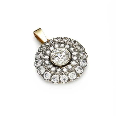 Zawieszka złota okrągła markiza z cyrkoniami WS MW002zc